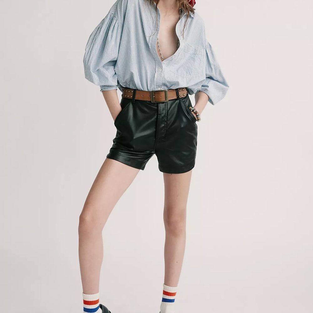 Free People Lita vegan leather Black High Waist Women's Shorts